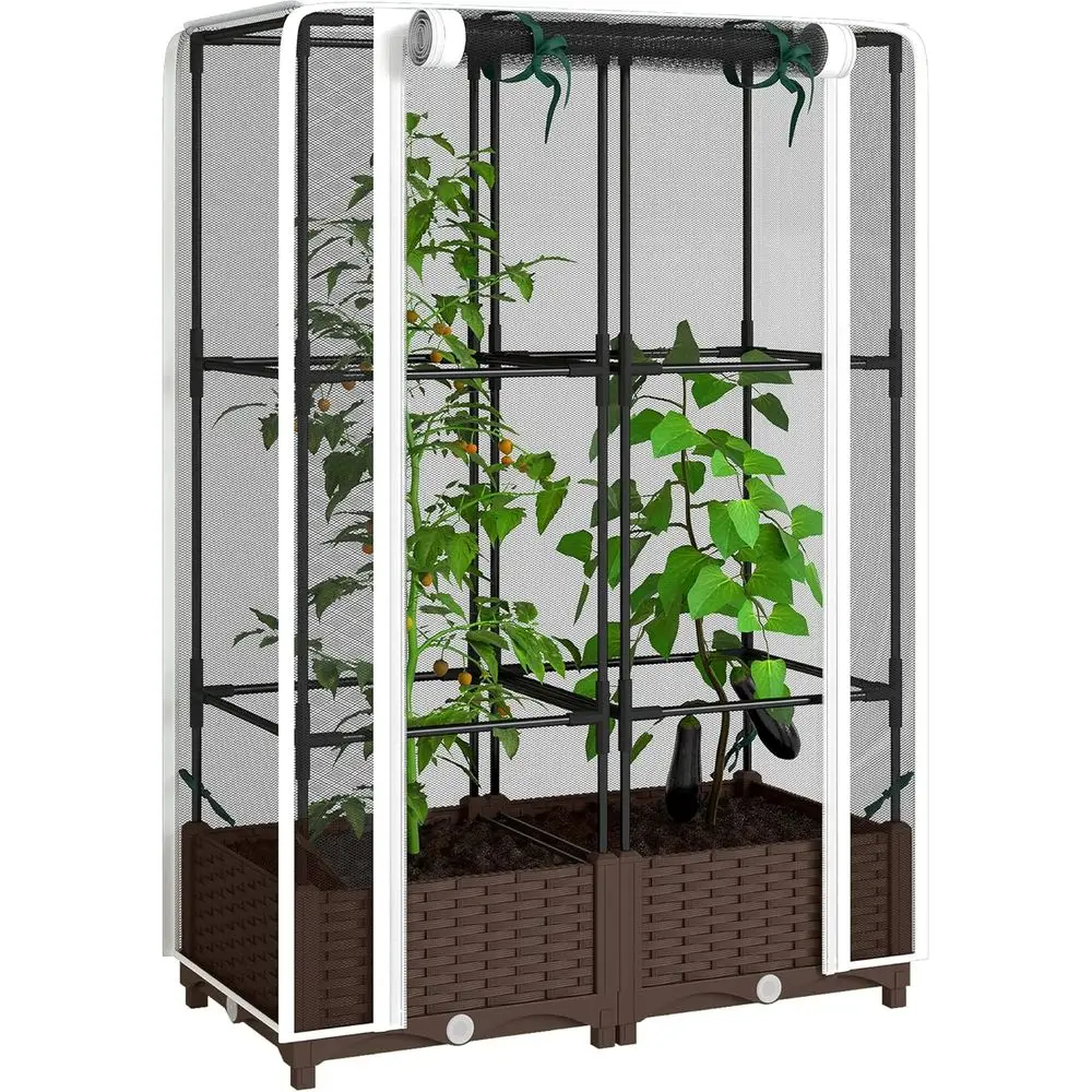 Self-Watering Planter - Elevated Garden Bed with Trellis, 46.5