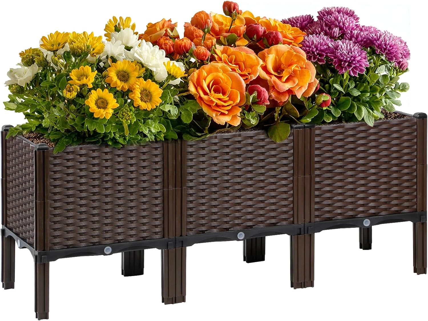 Self-Watering Planter - Outdoor Gardening Rattan Planter, Natural Color,