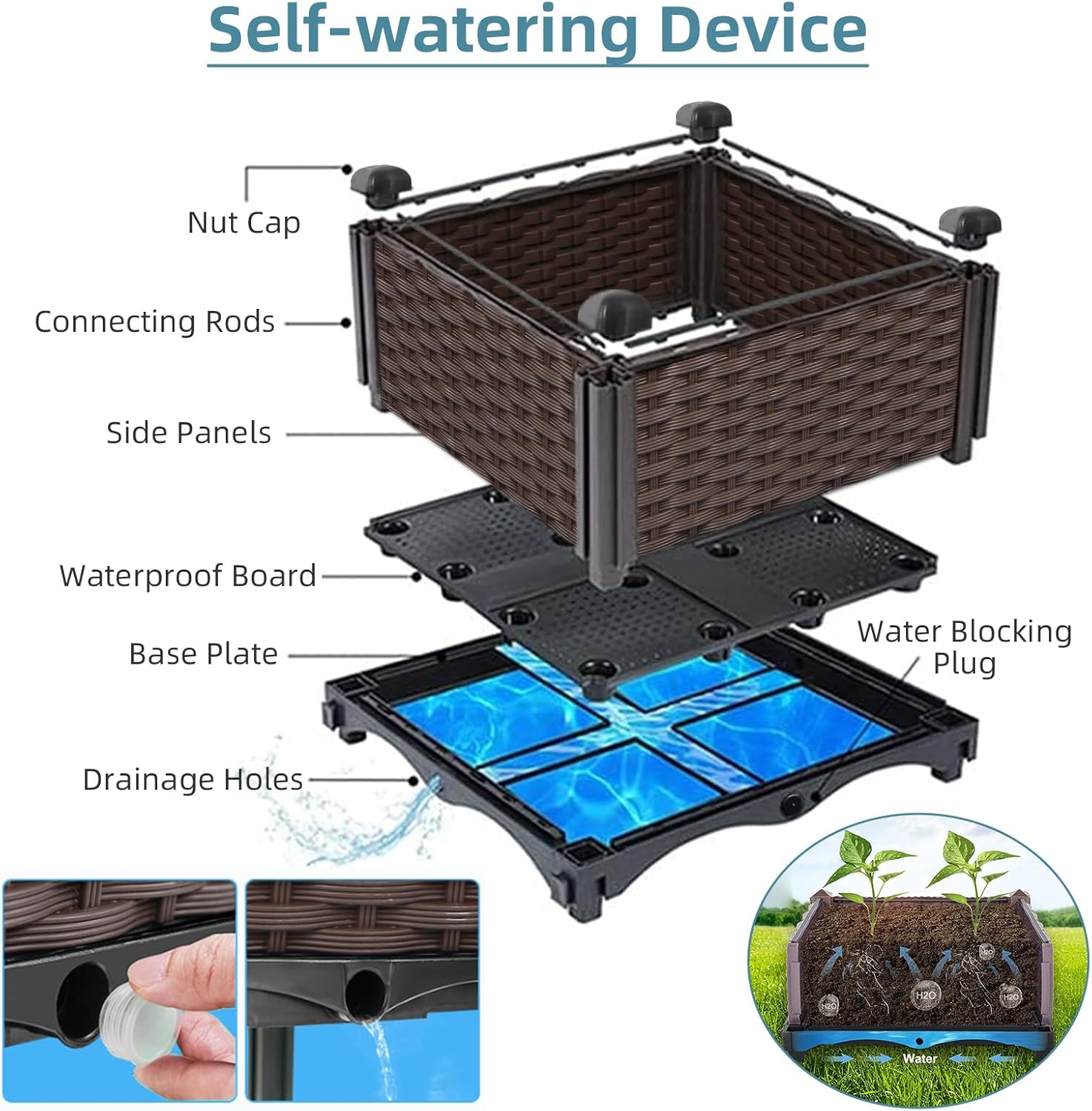 Outdoor Gardening Rattan Plant - Self-Watering Planter ulasan dan harga